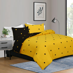 4pcs Printed Duvet Cover Set – Ultra-Soft & Breathable Microfiber Complete Bedding Set with Matching Pillowcases and Brushed Solid Color Fitted Sheet, Machine Washable, Available in All UK Sizes