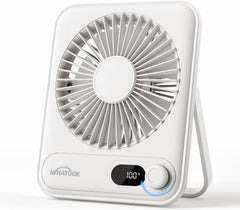 WHATOOK Mini Desk Fan USB: 2000Mah Rechargeable Ultra Quiet 1-100 Speeds Desktop Fans with LED Display, 3-10H Runtime, Child-Safe Grille Cooling Small Portable Table Fan for Home, Office & Travel