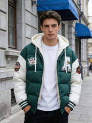 Men'S American-Style Embroidered Hoodie Jacket for Couples, Thickened for Autumn And Winter, Baseball Coat