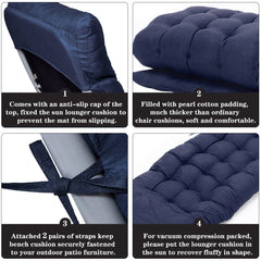 Garden Bench Cushion Chair Cushion, Sun Lounger Cushion Pads 160*50*8cm Thick Garden Recliner Chair Replacement Anti-Slip Cushion Sunbed Cushion 2 3 Seater Seat Pad for Porch Swing Patio Lawn Various Colour Options