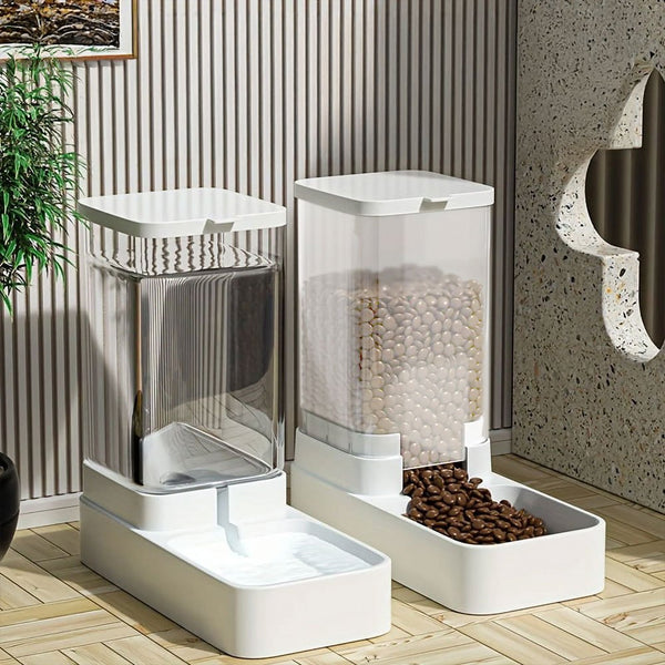 Pet Feeder Pets Food Feeder and Waterer Set 3.8L 2.1kg, 29*13.5*28.5cm, Travel Supply Feeder and Water Dispenser for Dogs Cats Pets Animals