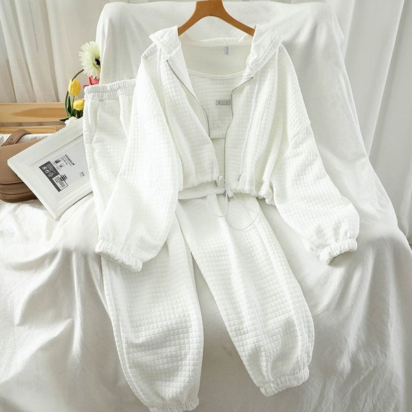 Casual suit Women's retro 2025 new style casual s loose coat, cuffed pants three-piece set for women