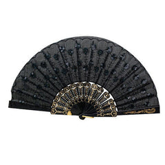 Spanish Lace Silk Folding Hand Held Dance Fan Flower Pattern for Party Wedding