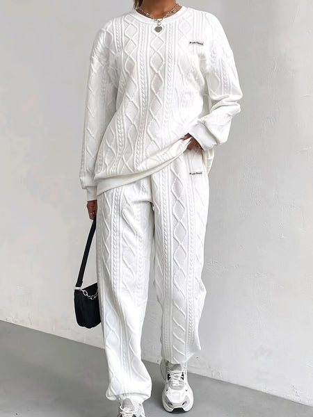 New Women'S Clothing Set Featuring Textured Fabric, Long-Sleeve Sweatshirt, And Long Pants, Stylish And Versatile for Casual Wear