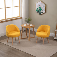 Set of 2 Small Accent Occasional Lounge Sofa, Guest Reception Sofa Chair Office Chair, Tub Chairs Upholstered Fabric with Solid Wood Legs