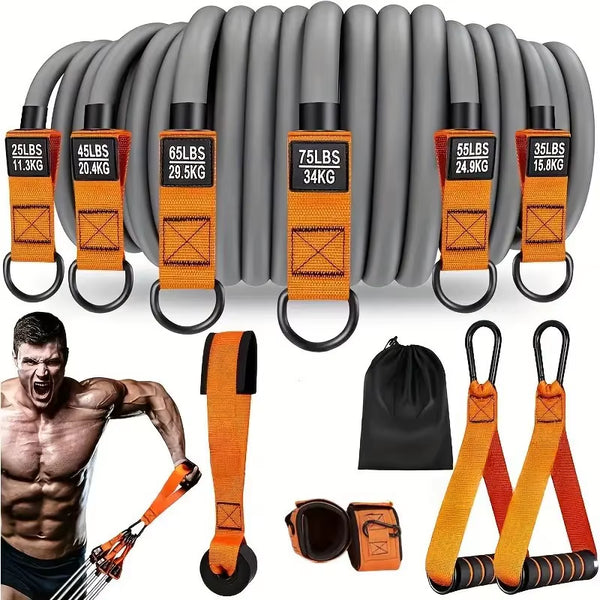 Resistance Strap with Handle: Used for Muscle Training, Strength Building Yoga Body Shaping Home Fitness Equipment - Natural
