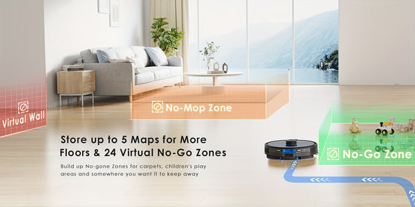 Lubluelu SL60 MAX Robot Vacuum Features a 2.5L Self-Emptying Station, Providing 60 Days of Hands-Free Cleaning. It Boasts a Powerful 4500 Pa Suction, Functions As Both a Vacuum Cleaner And Mop, Includes 24 No-Go Zones