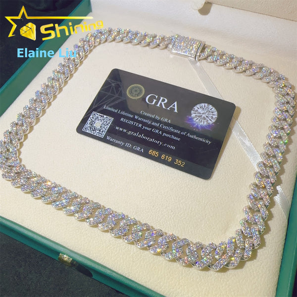 Authentic 925 Silver moissanite Cuban Chain | High-End Streetwear Item, Elegant Style, 18K Gold Plated for Valentine'S Day