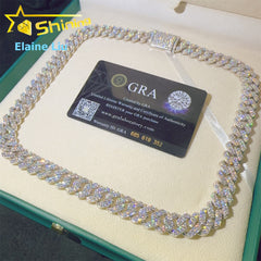 Authentic 925 Silver moissanite Cuban Chain | High-End Streetwear Item, Elegant Style, 18K Gold Plated for Valentine'S Day