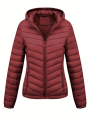 Women's Autumn/Winter Fashion Simple Versatile Lightweight Commuter Hooded Padded Coat with Pockets