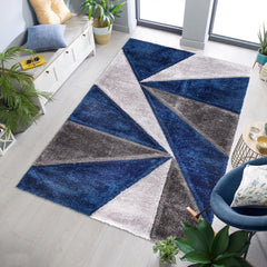 Luxury Soft Shaggy Area Rug – Modern Non-Shedding Geometric Triangles Design, High-Pile Plush Living Room Carpets, Large Thick Rug for Bedroom, Kitchen, Lounge & Home Décor – Contemporary Floor Rug & Mats