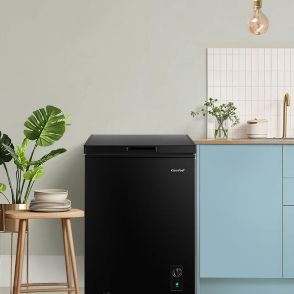 Midea Comfee 99L Freestanding Chest Freezer – Convertible Freezer/Refrigeration, Inverter Compressor, 4-Star Freezer Rating, Ideal for Home Kitchens with Ample Storage Needs, Plus Outbuildings, Garages & Sheds – Black [Energy Class E]
