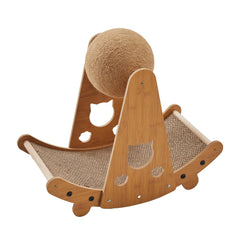 Cat Ball Scratcher with Solid Wood Stand Interactive Climbing Frame for Indoor Cats Durable Handwrapped Protecting Furniture Fun Exercise for Kittens and Pets