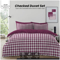 Gingham Moor Check Duvet Cover Set | Plain Reversible Microfibre Quilt Bedding with a Soft Lightweight Feel and Stylish Check Design | Ultra-Soft Matching Pillowcases for Everyday Bedroom Comfort | Available in Single, Double, King Sizes | Fast Dispatch f