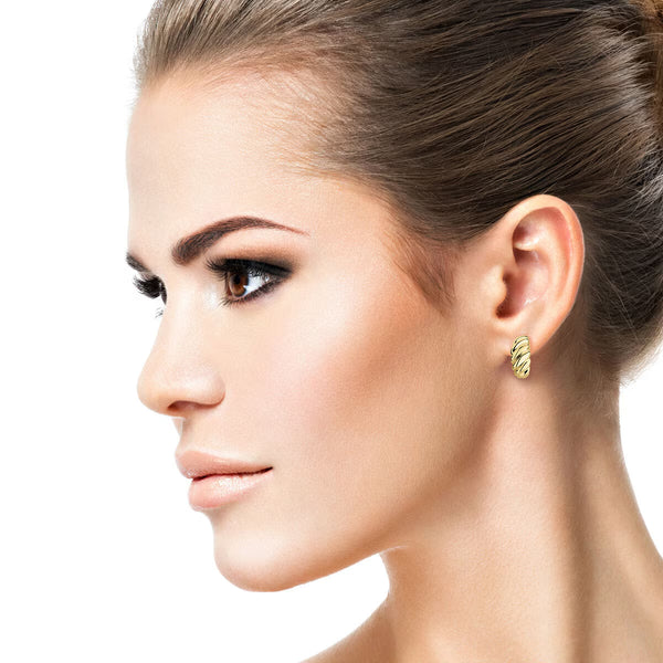 14Ct Yellow Gold Textured Stud Earrings