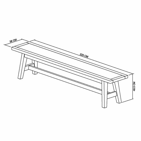 Bentley Designs Camden Weathered Oak & Peppercorn Large Bench, 220Cm