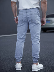 New Men's Washed Jeans for Spring and Autumn, Fashionable Ankle Pants, Comfortable Casual Trousers