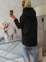 Women'S Hooded Jacket - Long Sleeve Coat with Front Zipper Closure, Lightweight Outerwear for Everyday & Formal Outfits - Spring/Fall Transitional Layering Piece, Spring Fall Clothing, Casual Style, Durable Fabric, Office Wear