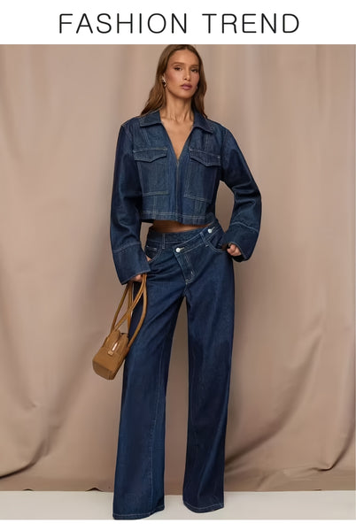 [2026SS] Women's New Stretchy Wide Leg Jeans, Loose Straight Blue Jeans, Washed Denim Trousers with Pockets, High Waisted Tummy Control Comfort Pantalones, Street Style Ladies' Outfit, Female Baggy Casual Pants for Work, Travel and Office.