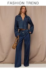 [2026SS] Women's New Stretchy Wide Leg Jeans, Loose Straight Blue Jeans, Washed Denim Trousers with Pockets, High Waisted Tummy Control Comfort Pantalones, Street Style Ladies' Outfit, Female Baggy Casual Pants for Work, Travel and Office.