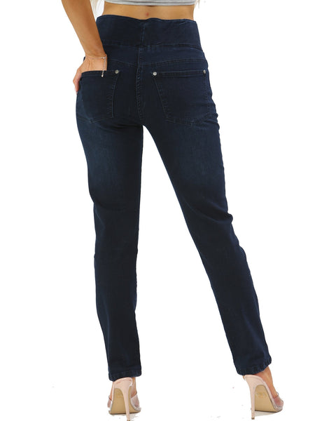MYT Womens Elasticated Waist Jeans Tummy Control Stretch Ladies Denim Jeggings Size 10-24