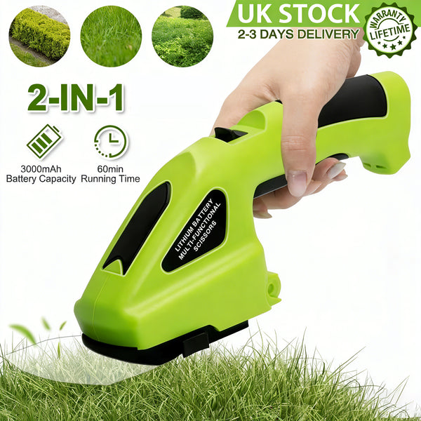 Cordless Hedge & Grass Trimmer, Portable 2-in-1 Electric Handheld Hedge Trimmer & Pruner, Easy to Use for Professionals and Homeowners, Hedge Trimmer Electric, Home Gardening Tool, Comfortable Grip Handle, Durable Construction.