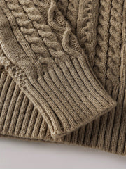 2025 Winter American Stand-Up Collar Half-Zip Knit Aran Sweater Mr. Pony Knitwear Pullover Card