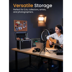 Vinyl Record Storage 12, LP Case Album Collection DJ Carry Storage Cases Lockable Box LP Case Vinyl Record Storage Carry Box Holds up to 50pcs Albums Record Collection Chest