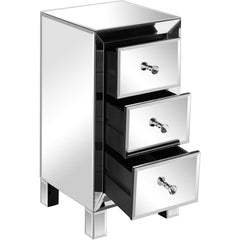 Bonnlo 3-Drawer Mirrored bedside tables for Bedroom, Living Room, Silver, 11.7