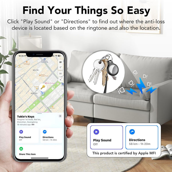 Air Tag Tracker Bluetooth Item Finder-4 Pack, Compatible with Apple Find My APP (Ios Only), 100Db Beep Smart Tag, Replaceable Battery, Item Finder and Locator for Keys/Luggage/Bags/Wallets Etc., Black
