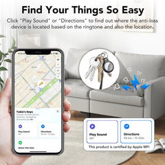 Air Tag Tracker Bluetooth Item Finder-4 Pack, Compatible with Apple Find My APP (Ios Only), 100Db Beep Smart Tag, Replaceable Battery, Item Finder and Locator for Keys/Luggage/Bags/Wallets Etc., Black