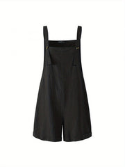 Women's Sleeveless Overalls Jumpsuit - Loose Fit Square Collar One-Piece with Button Closure, Solid Color (White/Black/Army Green) | Beltless Summer Outfits, Machine Washable Casual Wear for Spring, Summer, Fall | Stylish & Practical for easy