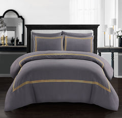 Embroided Baratta Stitch Duvet Cover Set with Matching Pillowcases - Ultra-soft Brushed Microfibre – Chic & Modern Design – Easy Care & Machine Washable