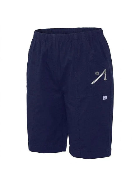 Women'S Casual Elastic Waist Cargo Shorts Lightweight Summer Knee Length Shorts, Multi Pocket Outdoor Walking Shorts Comfortable Relaxed Fit Shorts for Travel Holiday and Daily Wear Breathable Soft Fabric Pull On Shorts Practical Zip Pocket Design Versati