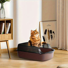 Extra Large Open Cat Litter Tray High Sided Deep Jumbo Rim Pan Box Loo Toilet Large Open Cat Litter Tray High Sided Deep Jumbo Pan Box Loo Toilet Cat Centre Extra Large High-Sided Cat Litter Box - Semi-Enclosed Design with High Walls for Cats & Rabbits, E