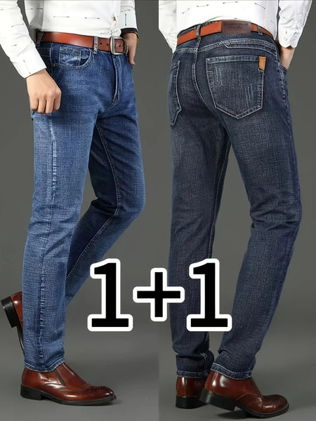 Classic Design Semi-Formal Jeans, Men's Casual Stretch Denim Pants, Suitable for All Seasons Business in the Middle East