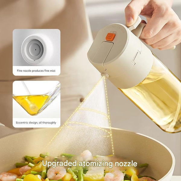 Oil Spray Bottle - Glass Oil Dispenser Bottle 600mL | Olive Oil Sprayer & Pourer for Grilling Baking Cooking Kitchen Utensils 22x7.5cm
