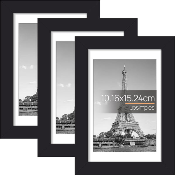 3 Pack A4 Picture Frame, A4 Black Picture Frames 21 X 29,7 Cm, Frame Wall Hanging Landscape or Portrait Orientation