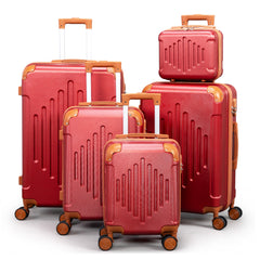 4/5pcs Hard Shell Luggage Set, Expandable & Lightweight Hardside Suitcase With 360° Spinner Wheels (12, 16, 20, 24, 28 Inch) - Stylish White Paired With Brown Luggage