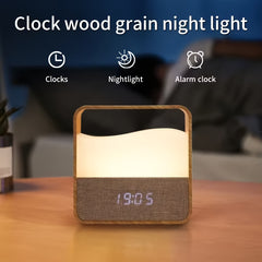 LED Bedside Lamp | Night Light with Alarm Clock, Time Display, Rechargeable, Adjustable Brightness, Soft Lighting for Home Bedrooms, USB Charging