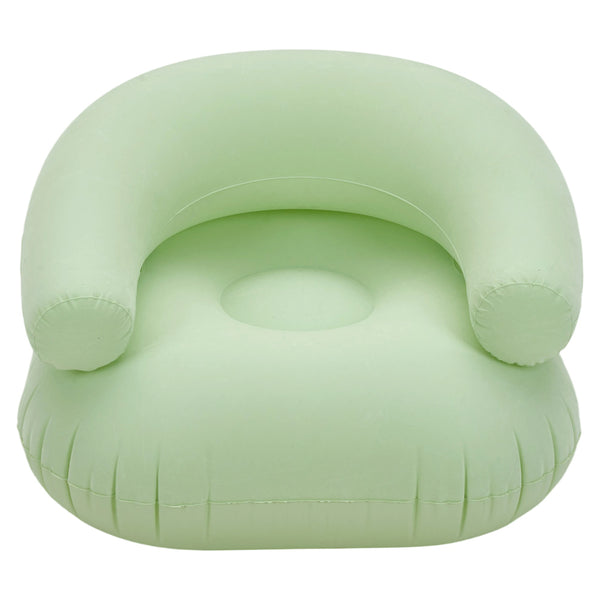 73*73*52cm U-shaped Outdoor Leisure Inflatable Sofas, Portable Inflatable Mattresses for Home Use, with Backrest, Foot Pump Included, Durable and Wear-resistant, Suitable for Home, Camping, Beach and Travel Use Green/Purple