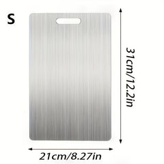 Three Durable Stainless Steel Plates That Are Easy to Care For, Ideal for Slicing Fruits, Vegetables, Meat, And Bread. They Come with Safe Cutting Boards And Are Easy to Clean, Making Them Versatile Kitchen Tools for Meal Preparation