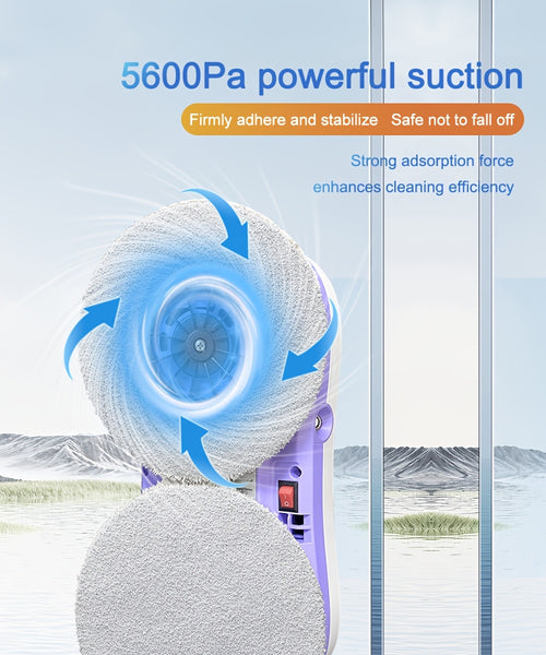 PuRuiKaiM8 Fully Automatic Plug-in Intelligent Window Cleaning Robot (2026 Latest Model) with Automatic Bidirectional Water Spray with Remote Control, 4.5-meter Anti Fall Safety Rope, Including 10 Cleaning Cloths And Spray Bottles