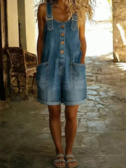 Women'S Denim Retro Summer Clothing 2026 New Fashion Dungarees with Pockets Versatile Suspenders Shorts for Lady Loose Fit Jumpsuit Perfect Outfits for Casual Occasions/Commute