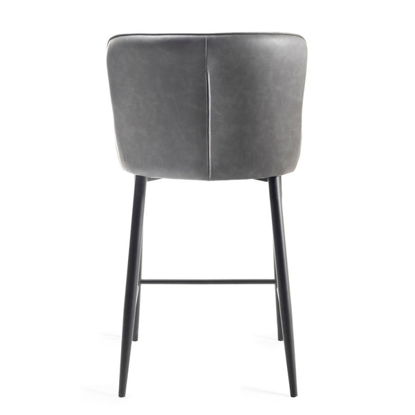 Finch Grey Faux Leather Diamond Stitch Bar Stool, 2 Pack