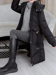 Women's Winter Coat - Thickened Warm Mid-Length Jacket with Front Zipper Closure, Waist-Hugging Fit, Side Pockets - Elegant Cold Weather Outerwear for Everyday & Formal Events - Ladies Winter Coats, Durable Warmth