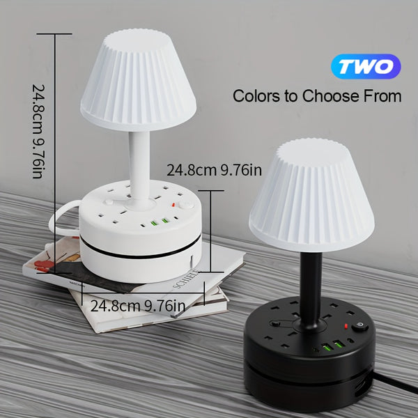 A 3-port Power Board/power Socket/power Strip with 2 USB-A And 2 USB-C Ports, Equipped with A Desk Lamp, Compatible with 220V-240V, Maximum Power 3250W, 13A, 1.8m Cable, Suitable for Home, Kitchen, Outdoor, Hotel, Office, Cruise Vacation