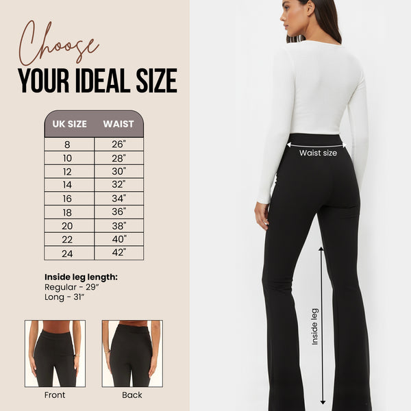 Ladies Flared Trousers Stretch Fit Comfort Fit High-Waisted Flared Pants Suitable For Nurses, Carers, Teachers, School Uniform, Yoga, Travel, Casual, Office Wear