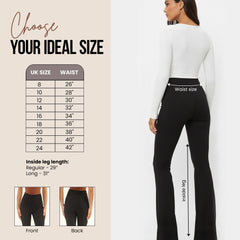 Ladies Flared Trousers Stretch Fit Comfort Fit High-Waisted Flared Pants Suitable For Nurses, Carers, Teachers, School Uniform, Yoga, Travel, Casual, Office Wear