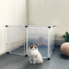 Roofed Cat Playpen System, 12/16/18 Panel Choices, Transparent Cat Enclosure with Top, Complete Kitty Condo with Top Cover, Escape-Proof Indoor Sanctuary, Top Cover Included for Small/Medium Dogs Indoor Protection & Security, Ideal for Indoor Training, Li